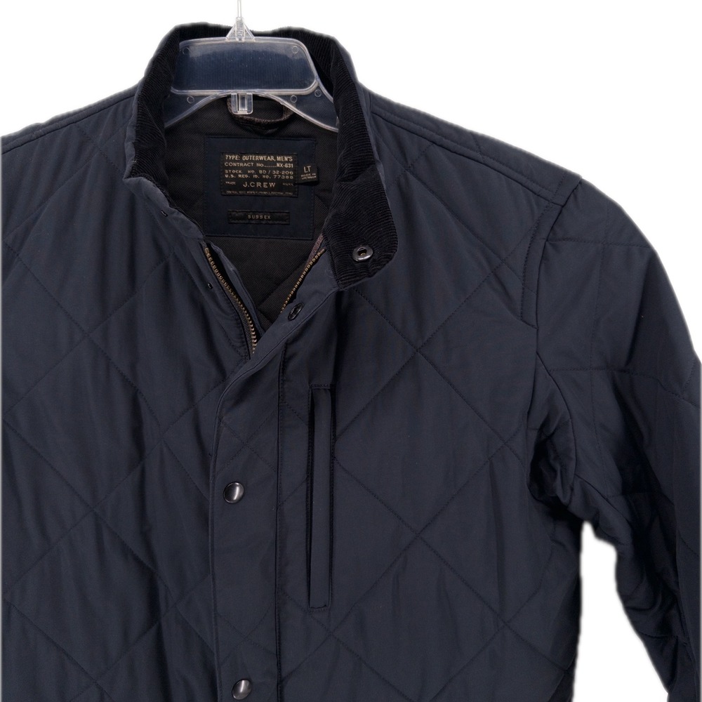J.Crew Mens Large Tall LT Sussex Quilted Jacket Navy Primaloft Field Chore Coat